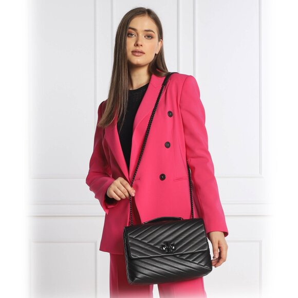 Tory Burch Kira Chevron Large Shoulder Bag – Black/Silver - Picture 6 of 10